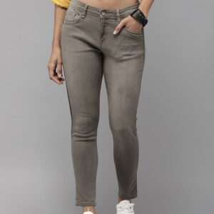 Roadster Women Grey Skinny Fit Mid-Rise Clean Look Stretchable Cropped Jeans