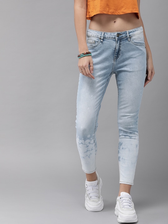 Roadster Women Skinny Fit Mid-Rise Clean Look Stretchable Cropped Jeans