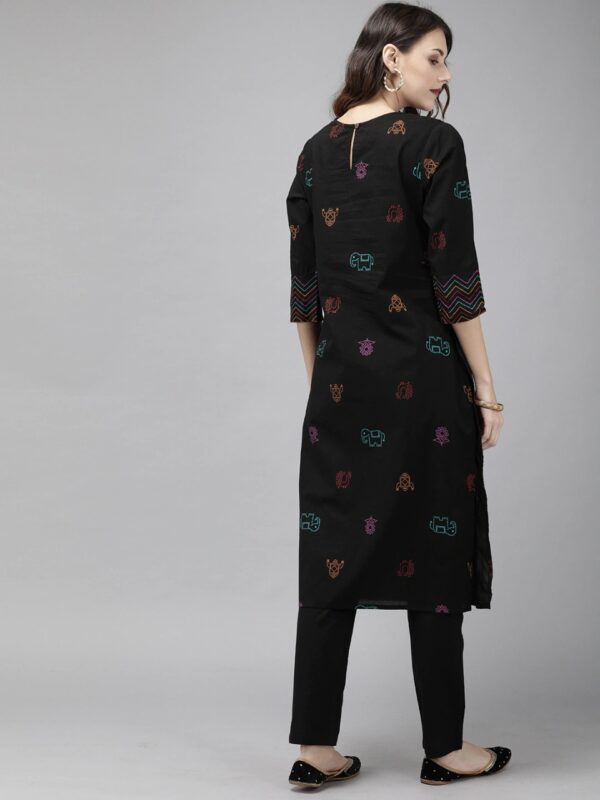 Anouk Women Black Printed Kurta with Trousers