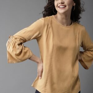 HERE&NOW Women Beige Solid Top