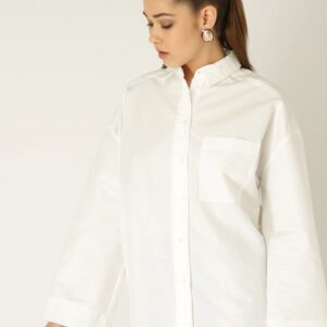 MANGO Women White Regular Fit Solid Casual Shirt