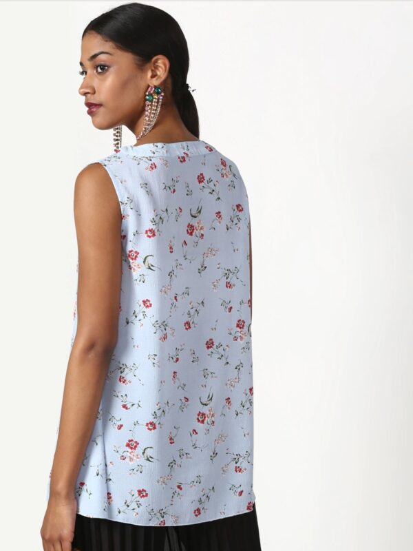 Miss Bennett Women Blue Ditsy Floral Print A-Line Top