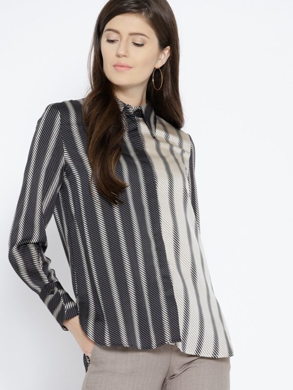 MANGO Women Regular Fit Striped Casual Shirt