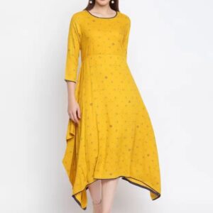 IMARA  Women Printed Viscose Rayon Asymmetric Kurta