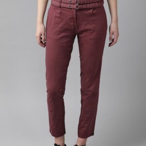 Roadster The Lifestyle Co Women Regular Fit Solid Cropped Trousers