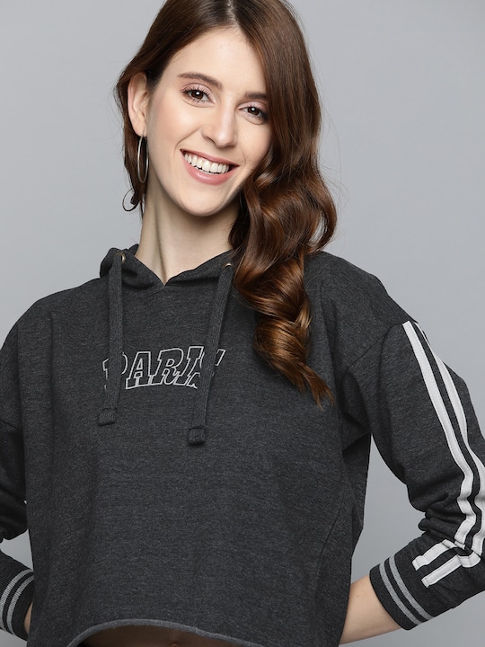 HERE&NOW Women Solid Hooded Sweatshirt