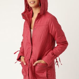 DressBerry Women Solid Padded Hooded Longline Jacket