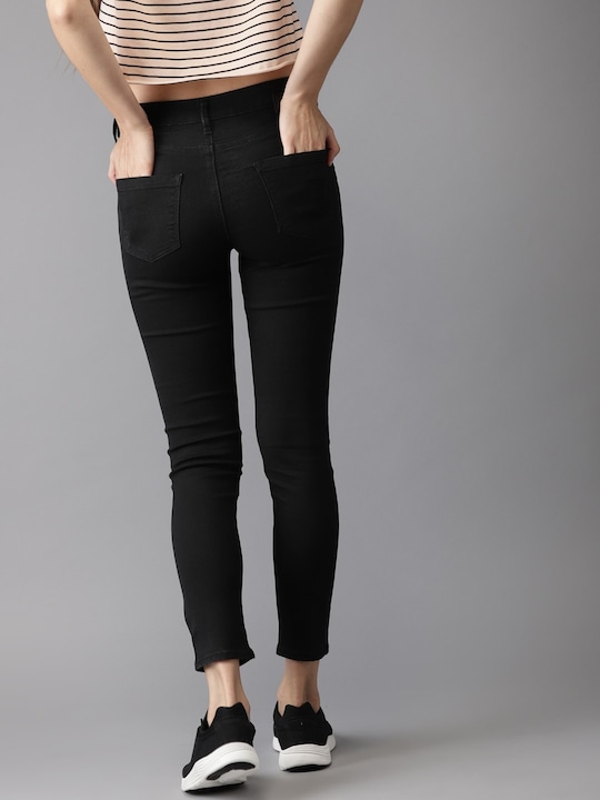 HERE&NOW Women Skinny Fit Mid-Rise Clean Look Stretchable Cropped Jeans