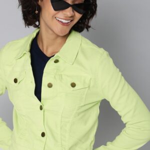 HERE&NOW Women Fluorescent  Solid Denim Jacket