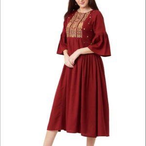 Imara Women Round Neck Embroidered Dresses