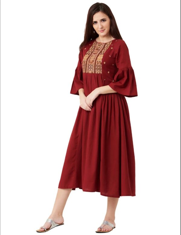 Imara Women Round Neck Embroidered Dresses