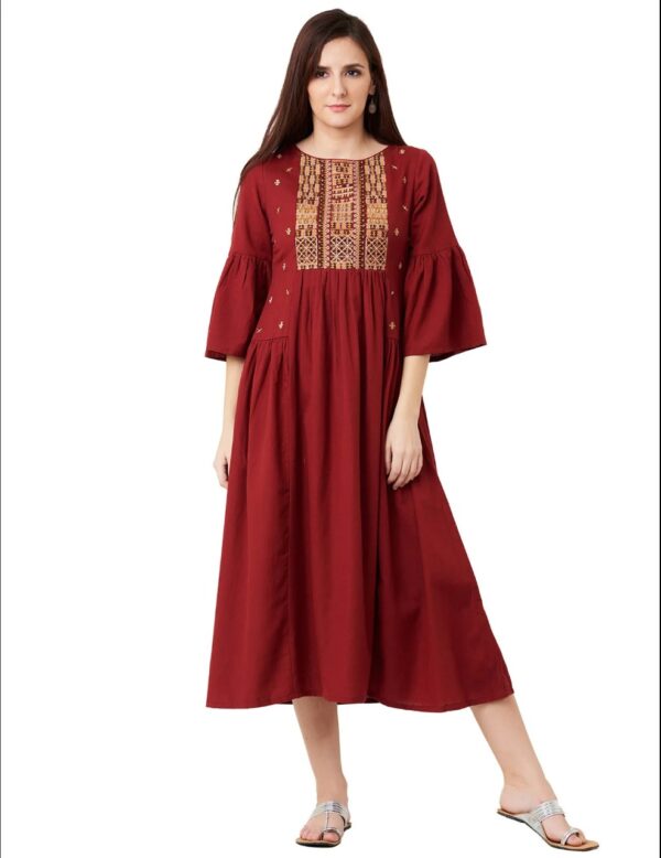 Imara Women Round Neck Embroidered Dresses