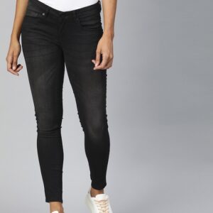 HERE&NOW Women Super Skinny Fit Mid-Rise Clean Look Stretchable Cropped Jeans