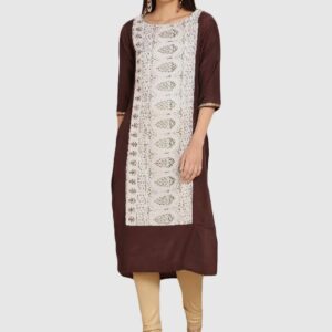 IMARA  Women Printed Viscose Rayon Straight Kurta