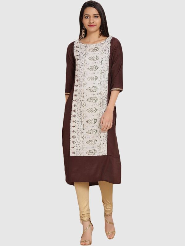 IMARA  Women Printed Viscose Rayon Straight Kurta