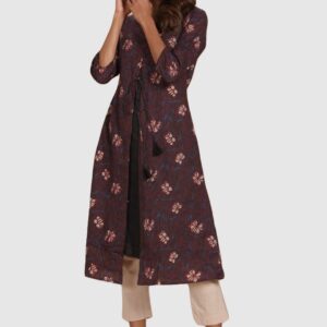 IMARA  Women Printed Viscose Rayon Frontslit Kurta