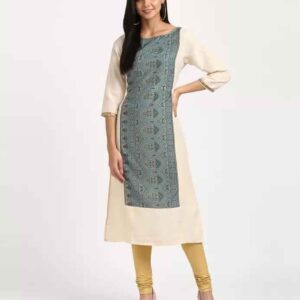 IMARA  Women Printed Viscose Rayon Straight Kurta