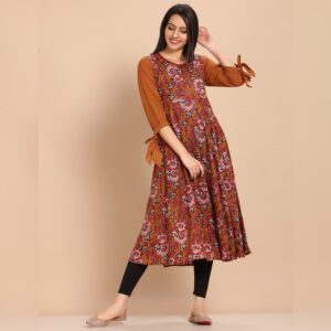 IMARA  Women Printed Pure Cotton Flared Kurta