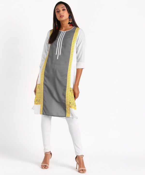 IMARA  Women Printed Polyester Straight Kurta