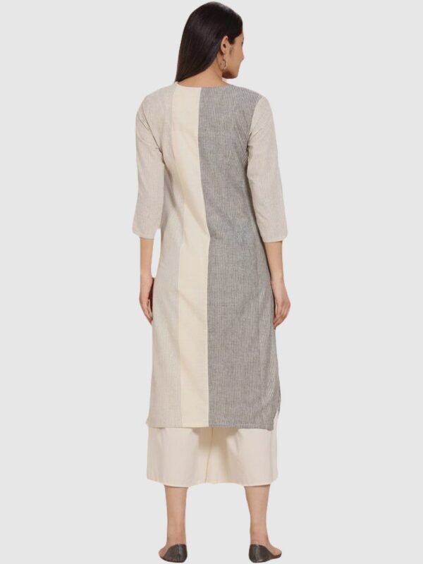 IMARA  Women Striped Cotton Silk Straight Kurta