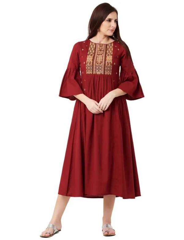 Imara Women Round Neck Embroidered Dresses