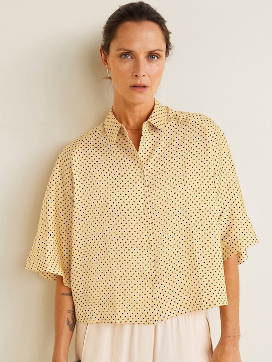 MANGO Women Printed Shirt Style Top