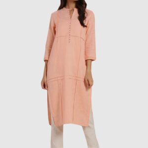 IMARA  Women Solid Khadi Cotton Straight Kurta