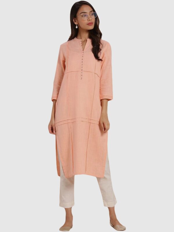 IMARA  Women Solid Khadi Cotton Straight Kurta