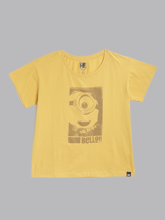 Minions by Kook N Keech Women Minion Print Pure Cotton T-shirt