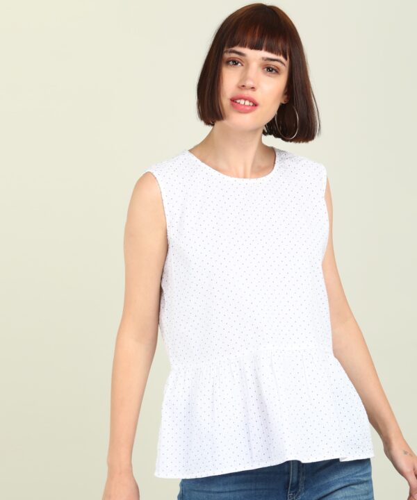 LEE  Casual Sleeveless Polka Print Women Top