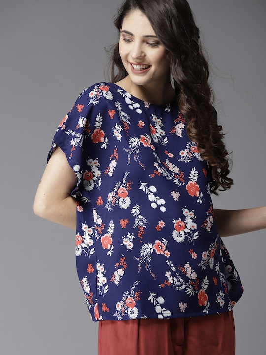 HERE&NOW Women Printed Boxy Top