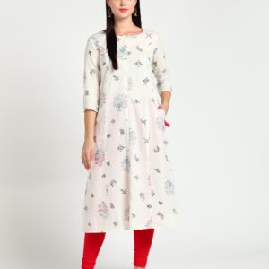 IMARA  Women Printed Viscose Rayon A-line Kurta