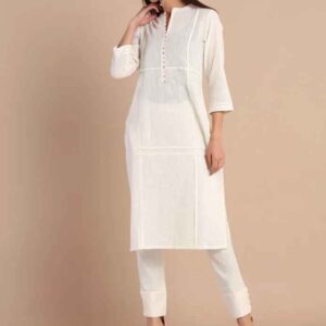 Imara Women Mandarin Collar Solid Kurta