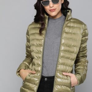 HERE&NOW Women Solid Lightweight Puffer Jacket