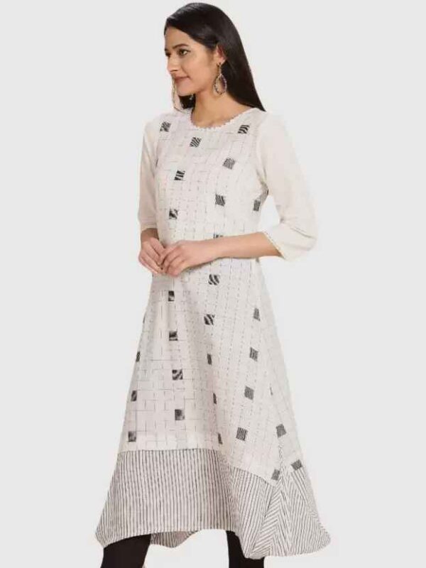 IMARA  Women Printed Cotton Blend Straight Kurta