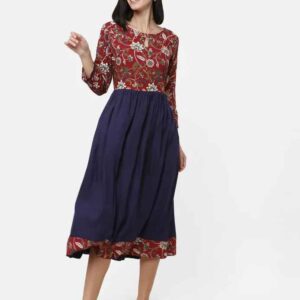 Imara Women Round Neck Printed Dresses