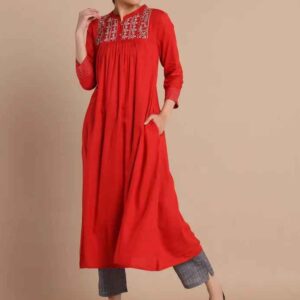 Imara Women Mandarin Collar Embroidered Dresses