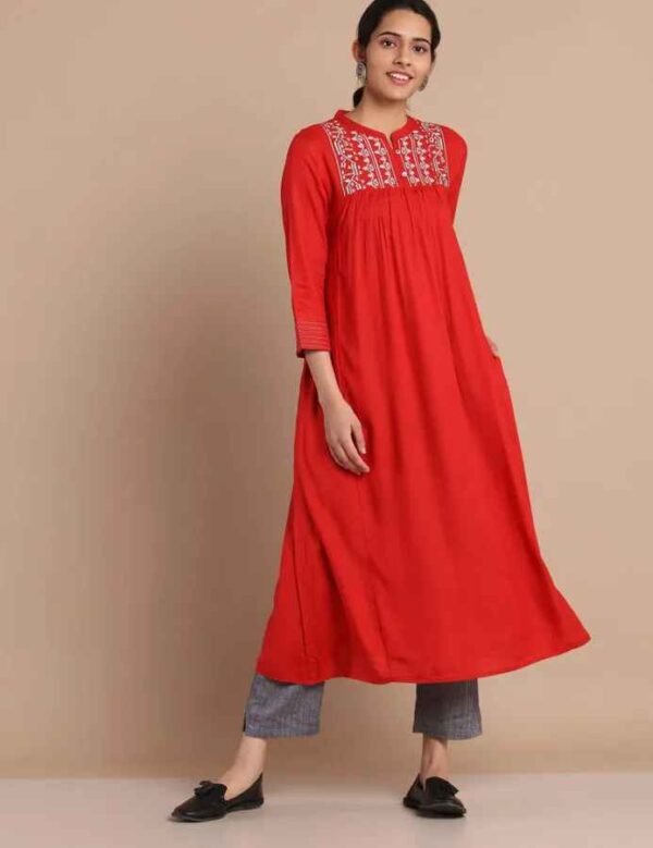 Imara Women Mandarin Collar Embroidered Dresses