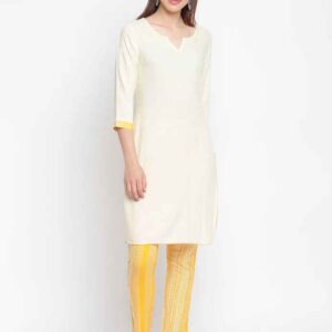 Imara Women Round Neck Solid Kurta With Pant