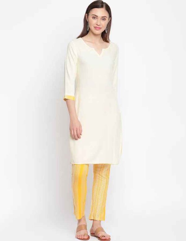 Imara Women Round Neck Solid Kurta With Pant