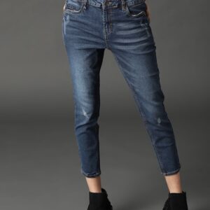 Roadster Women Skinny Fit Mid-Rise Low Distress Stretchable Cropped Jeans