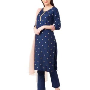 Imara Women Round Neck Embroidered Suit Set