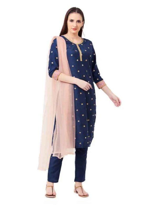 Imara Women Round Neck Embroidered Suit Set