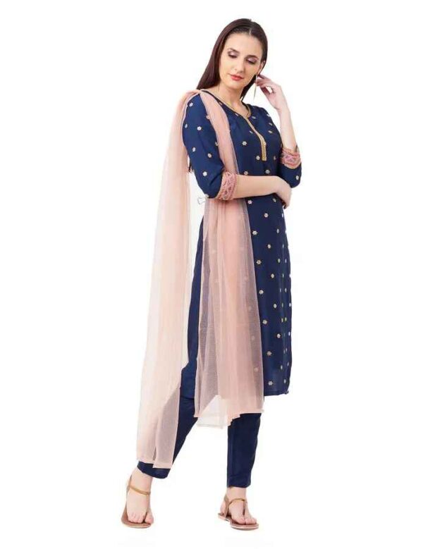 Imara Women Round Neck Embroidered Suit Set