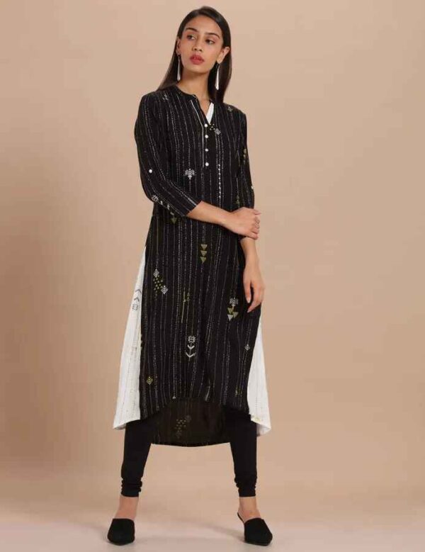 Imara Women Mandarin Collar Printed Kurta