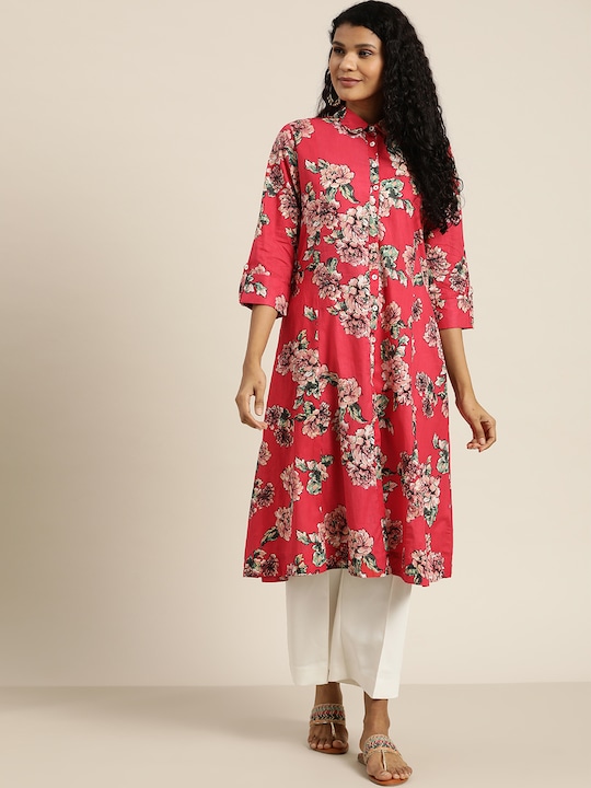 Sangria Women Floral Print A-Line Kurta