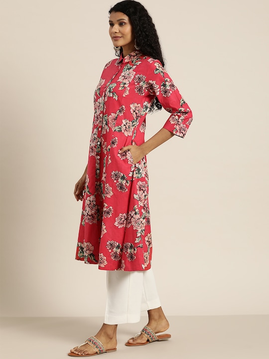 Sangria Women Floral Print A-Line Kurta