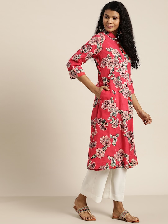 Sangria Women Floral Print A-Line Kurta