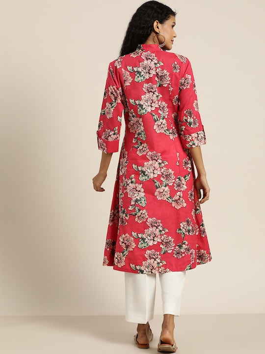 Sangria Women Floral Print A-Line Kurta