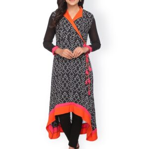 Alom Women Black Printed A-Line Kurta